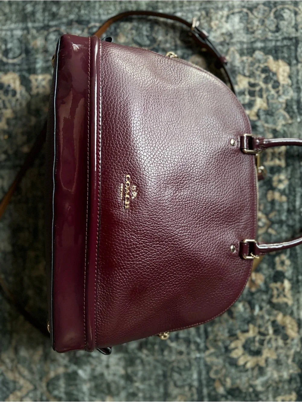 Coach Pebbled Dome Satchel in Deep Burgundy